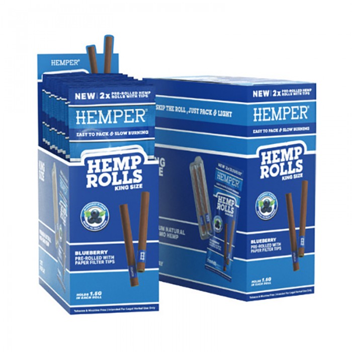 Glass tip rolls blueberry 2pk Hemper